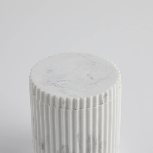 Athena Marble Effect Resin Storage Pot - White - DUSK