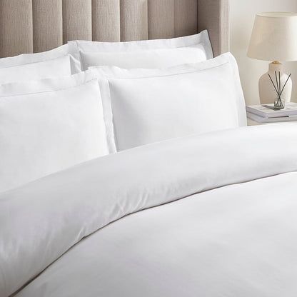 Athens 300 Thread Count Sateen Duvet Cover & Pillowcase set - White - DUSK