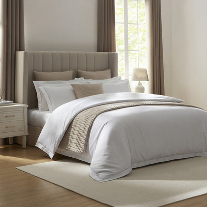 Athens 300 Thread Count Sateen Duvet Cover & Pillowcase set - White - DUSK