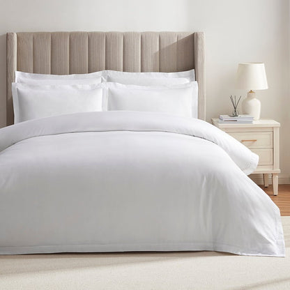 Athens 300 Thread Count Sateen Duvet Cover & Pillowcase set - White - DUSK