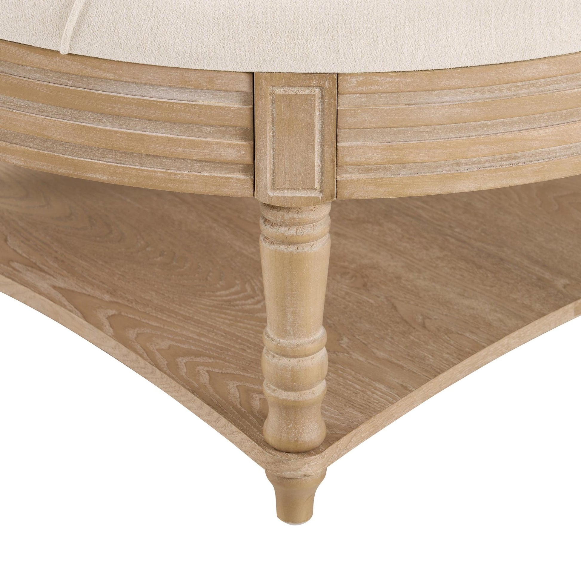 Aubrey Round Coffee Table Pouffe - Cream Linen - DUSK