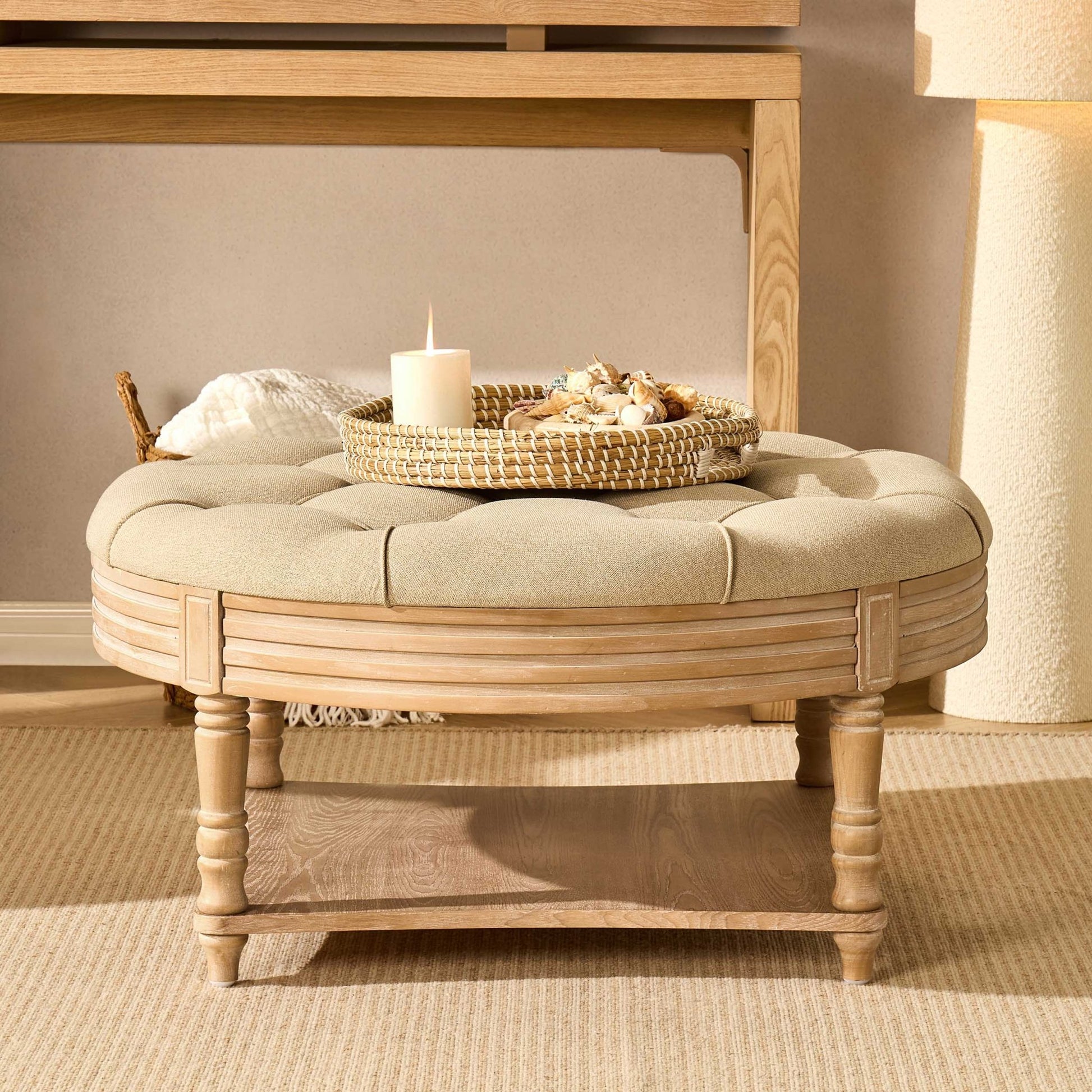 Aubrey Round Coffee Table Pouffe - Oatmeal - DUSK