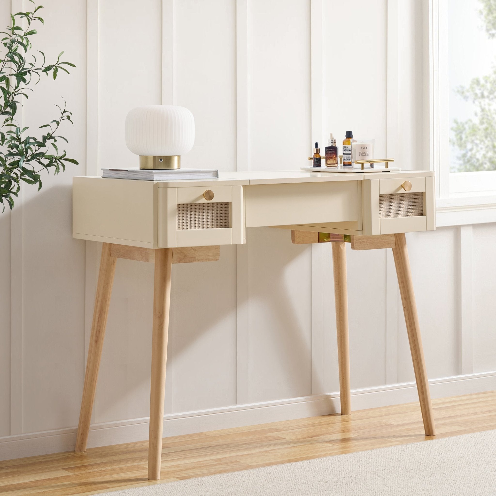 Aurelia Dressing Table with Mirror - Vintage Cream - DUSK