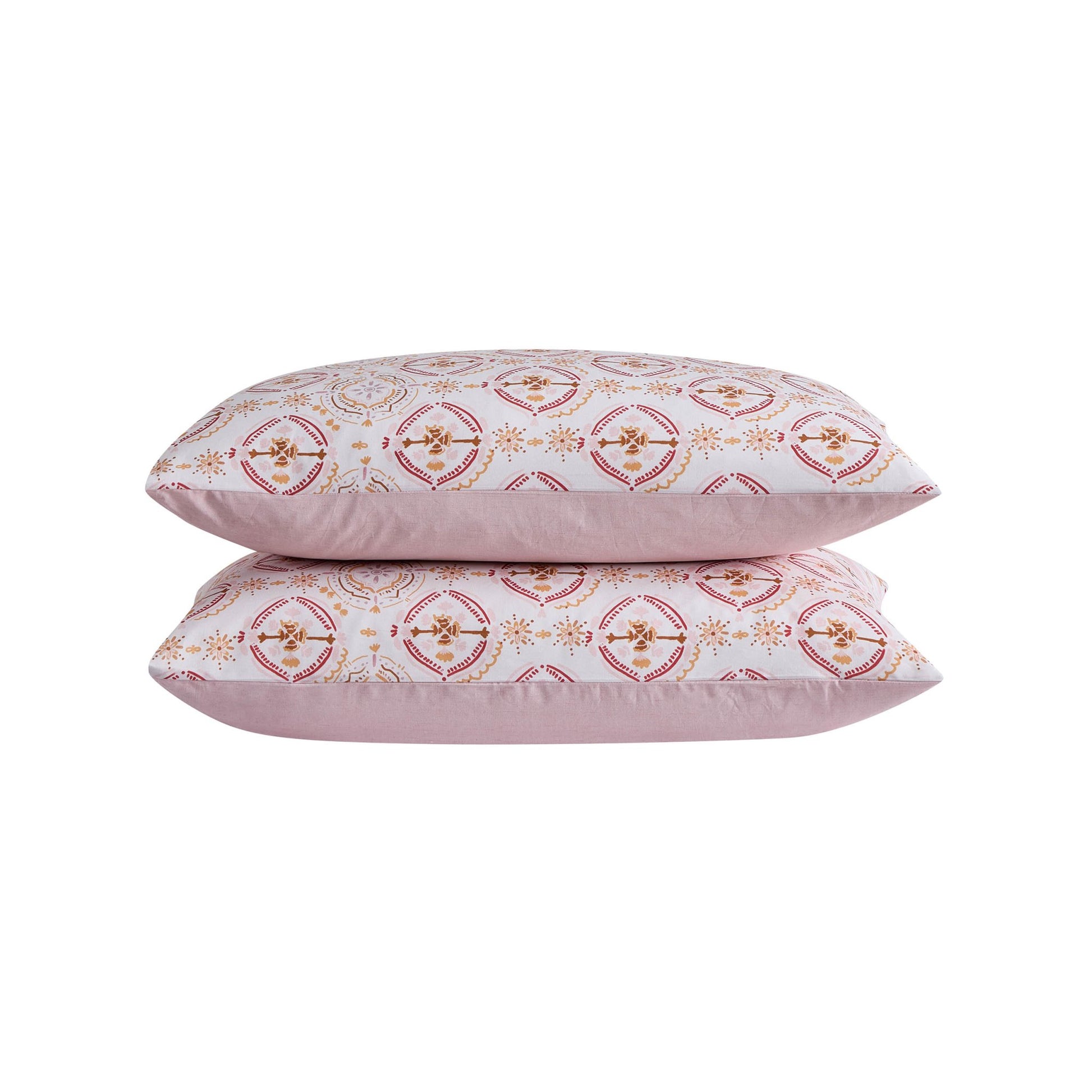 Aurora 100% Cotton Tile Print Duvet Cover & Pillowcase Set - Pink - DUSK
