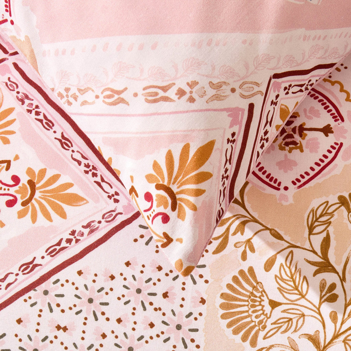 Aurora 100% Cotton Tile Print Duvet Cover & Pillowcase Set - Pink - DUSK