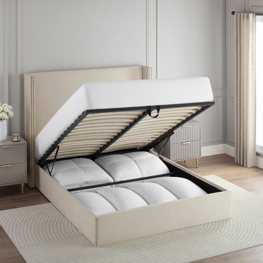 Austin Studded Ottoman Bed - Ecru - DUSK