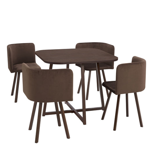 Ava Space Saver 4 Seater Dining Table and Chairs - Cappuccino - DUSK