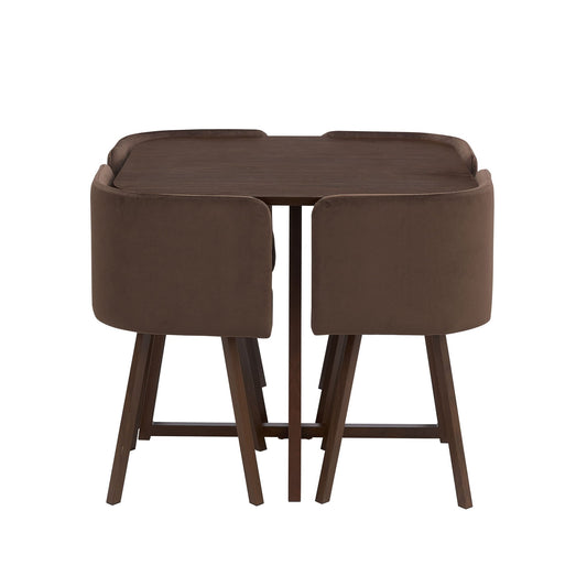 Ava Space Saver 4 Seater Dining Table and Chairs - Cappuccino - DUSK