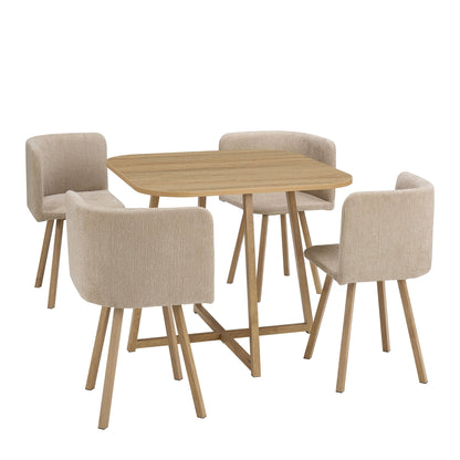 Ava Space Saver 4 Seater Dining Table and Chairs - Mushroom - DUSK