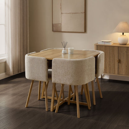 Ava Space Saver 4 Seater Dining Table and Chairs - Mushroom - DUSK