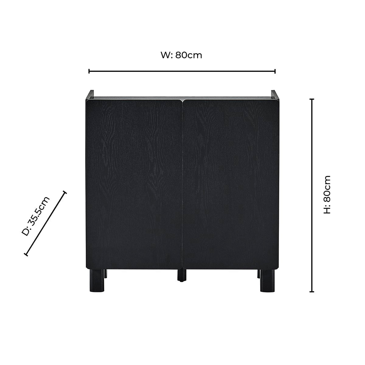 Avalon 2 Door Sideboard - Black Wood Effect - DUSK