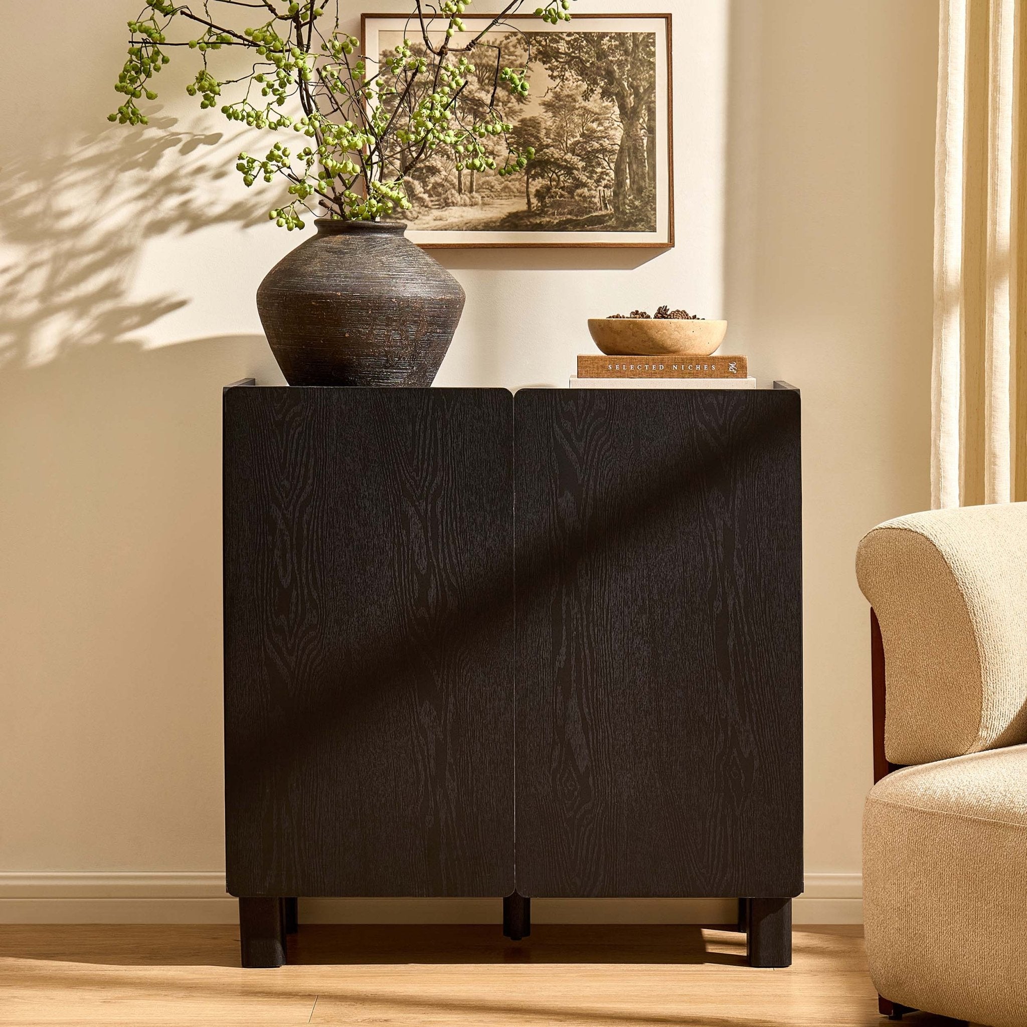 Avalon 2 Door Sideboard - Black Wood Effect - DUSK