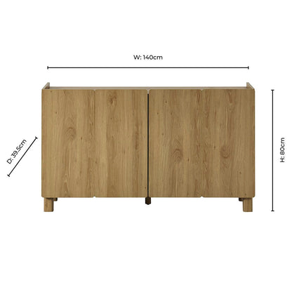 Avalon 4 Door Sideboard - Light Oak Effect - DUSK