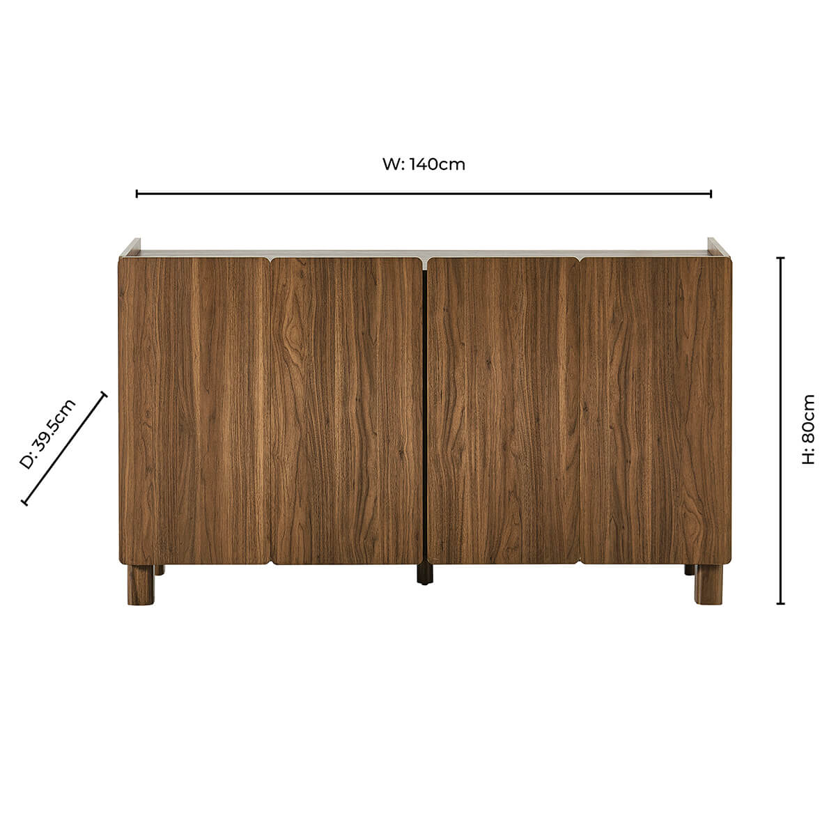 Avalon 4 Door Sideboard - Medium Wood - DUSK