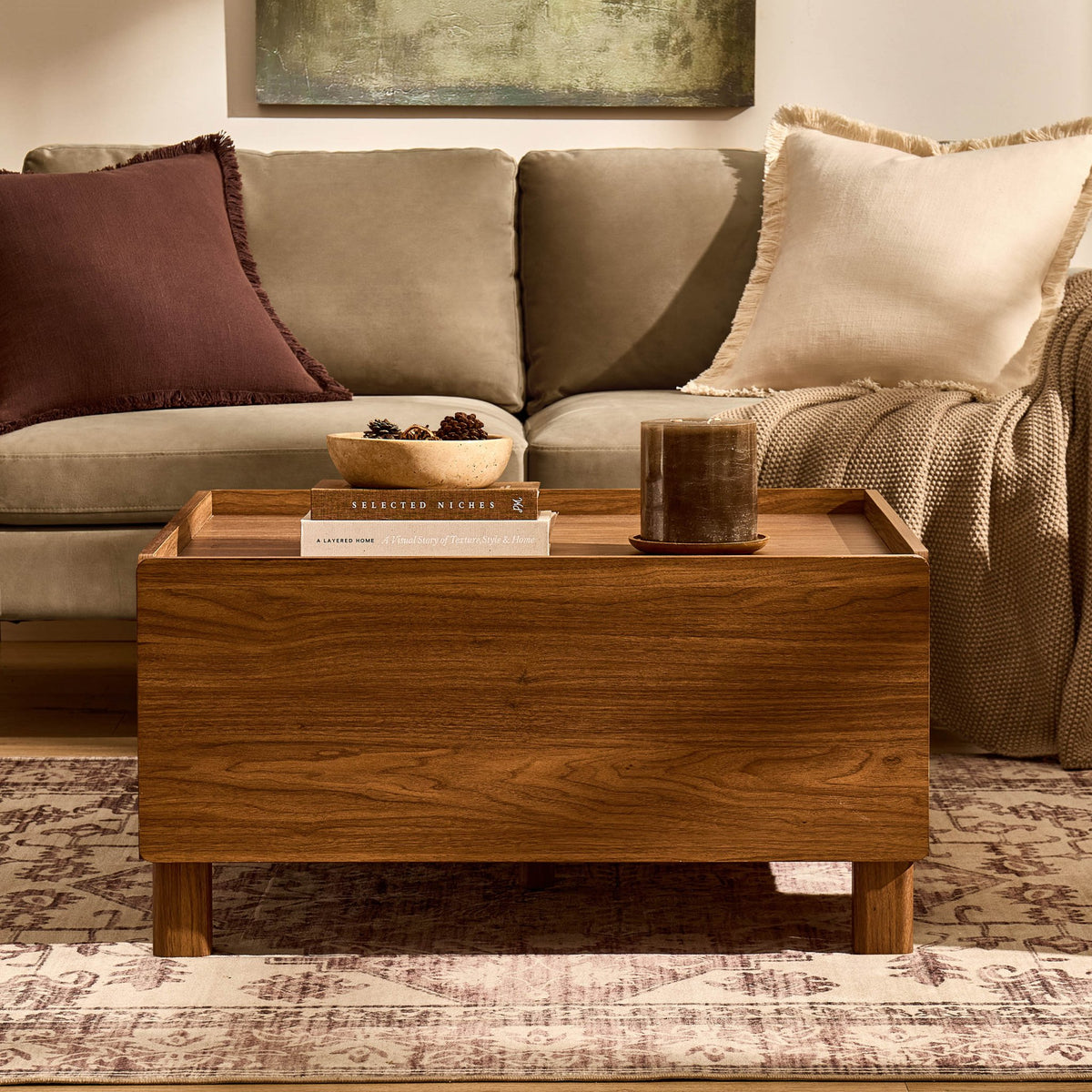 Avalon Extendable/Storage Coffee Table - Medium Wood - DUSK