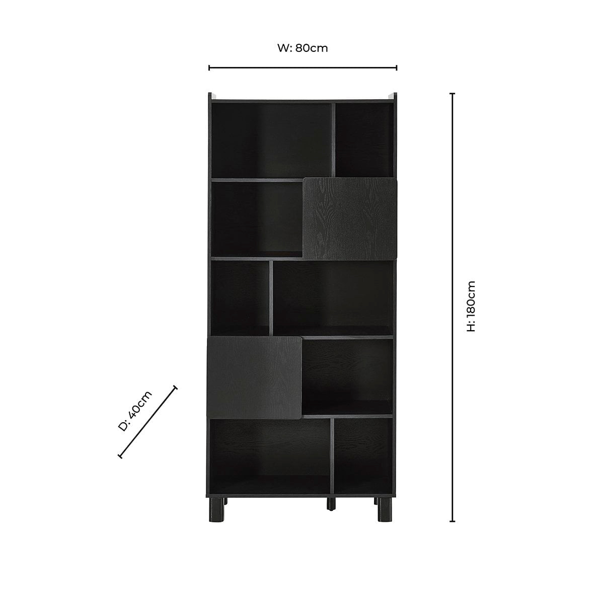 Avalon Shelving Unit - Black Wood Effect - DUSK