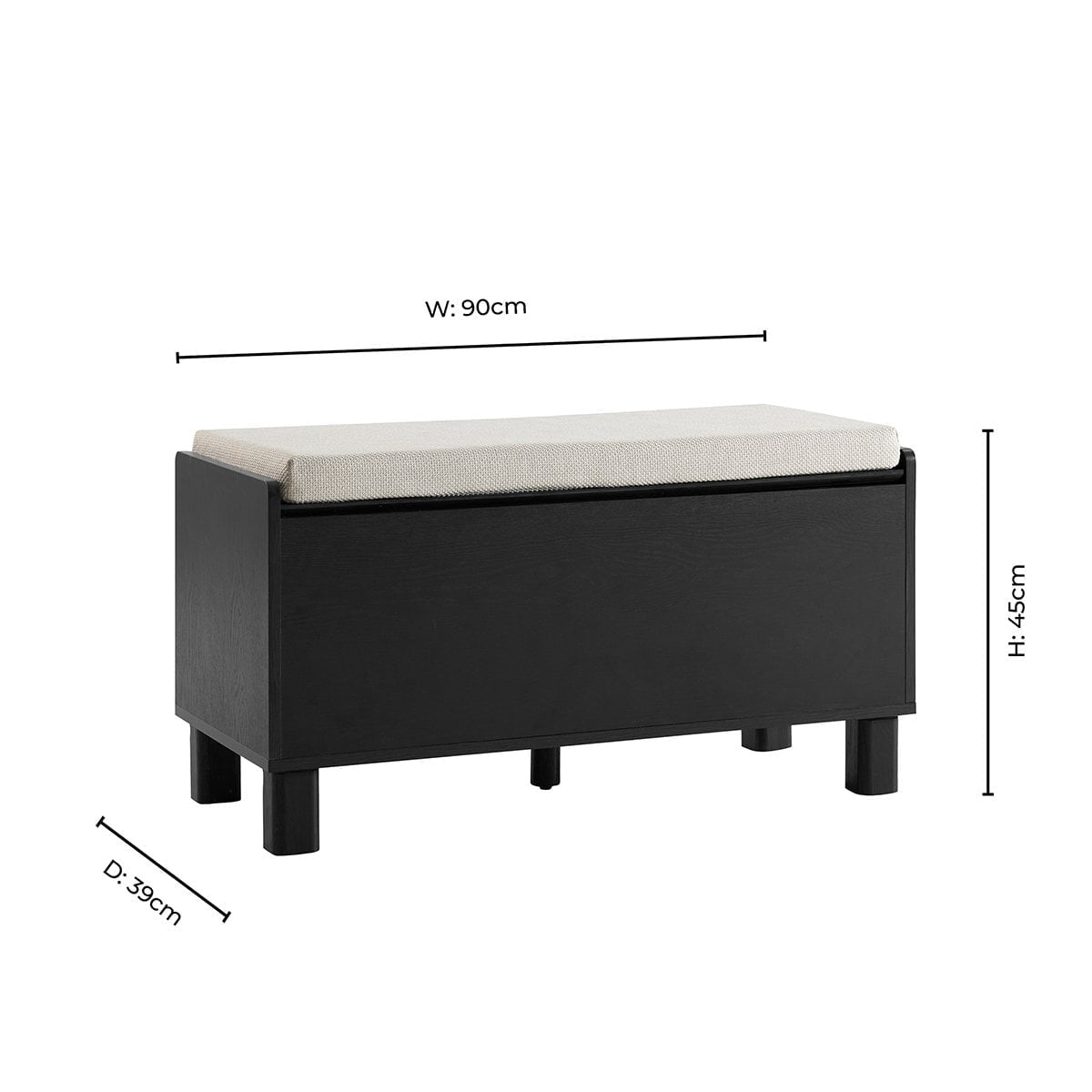 Avalon Storage Bench - Black Wood Effect - DUSK