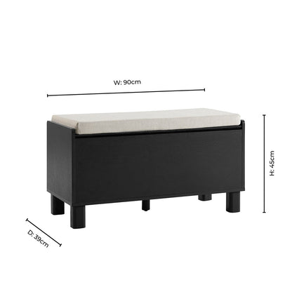 Avalon Storage Bench - Black Wood Effect - DUSK
