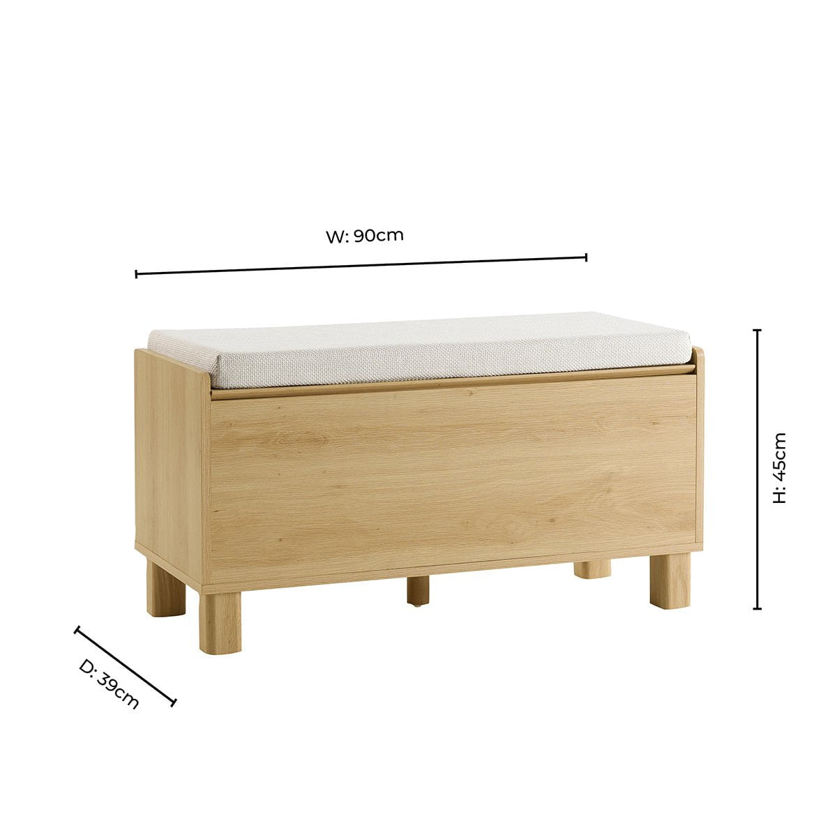 Avalon Storage Bench - Light Oak Effect - DUSK