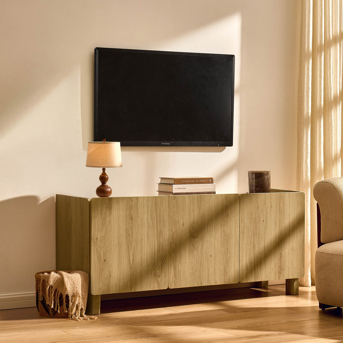 Avalon TV Unit for TVs up to 50" - Light Oak Effect - DUSK