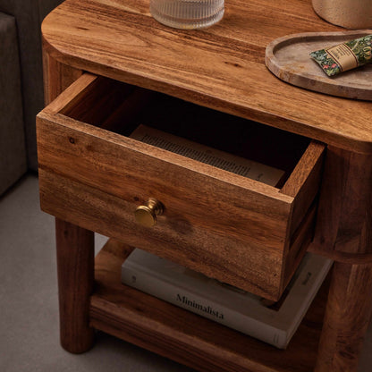 Avery Acacia Wood 1 Drawer Nightstand - Natural - DUSK