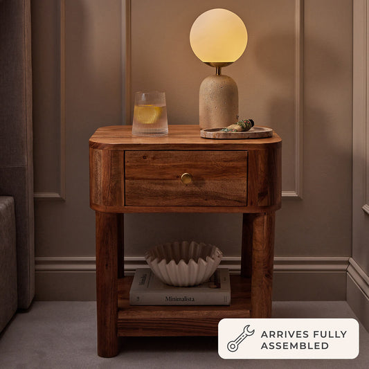 Avery Acacia Wood 1 Drawer Nightstand - Natural - DUSK