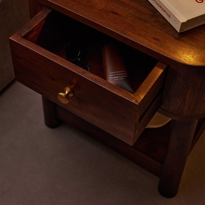 Avery Acacia Wood 1 Drawer Nightstand - Walnut - DUSK