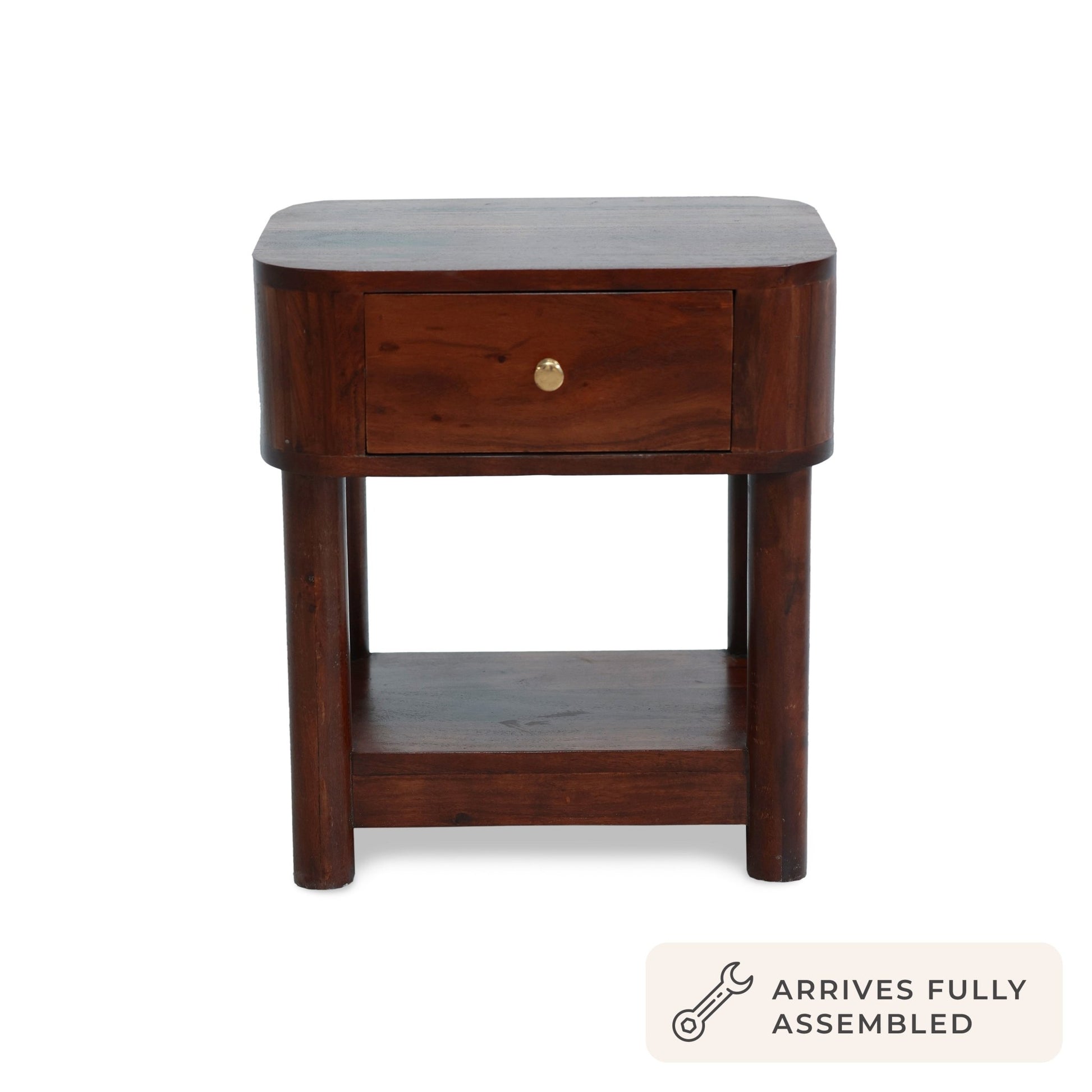 Avery Acacia Wood 1 Drawer Nightstand - Walnut - DUSK
