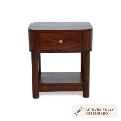 Avery Acacia Wood 1 Drawer Nightstand - Walnut - DUSK
