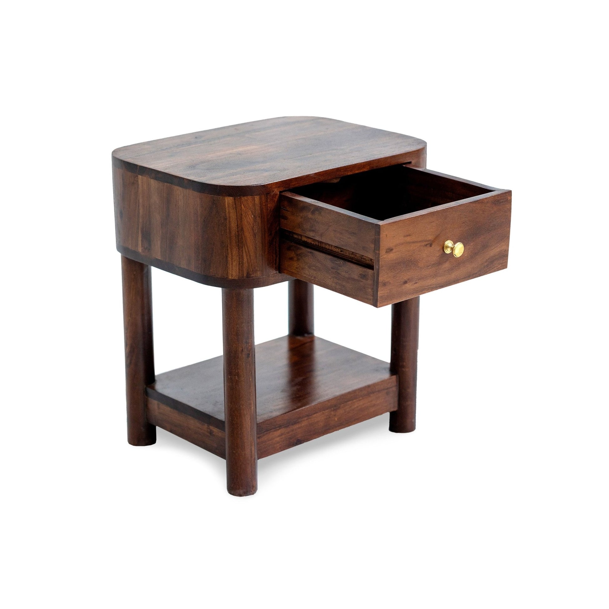 Avery Acacia Wood 1 Drawer Nightstand - Walnut - DUSK