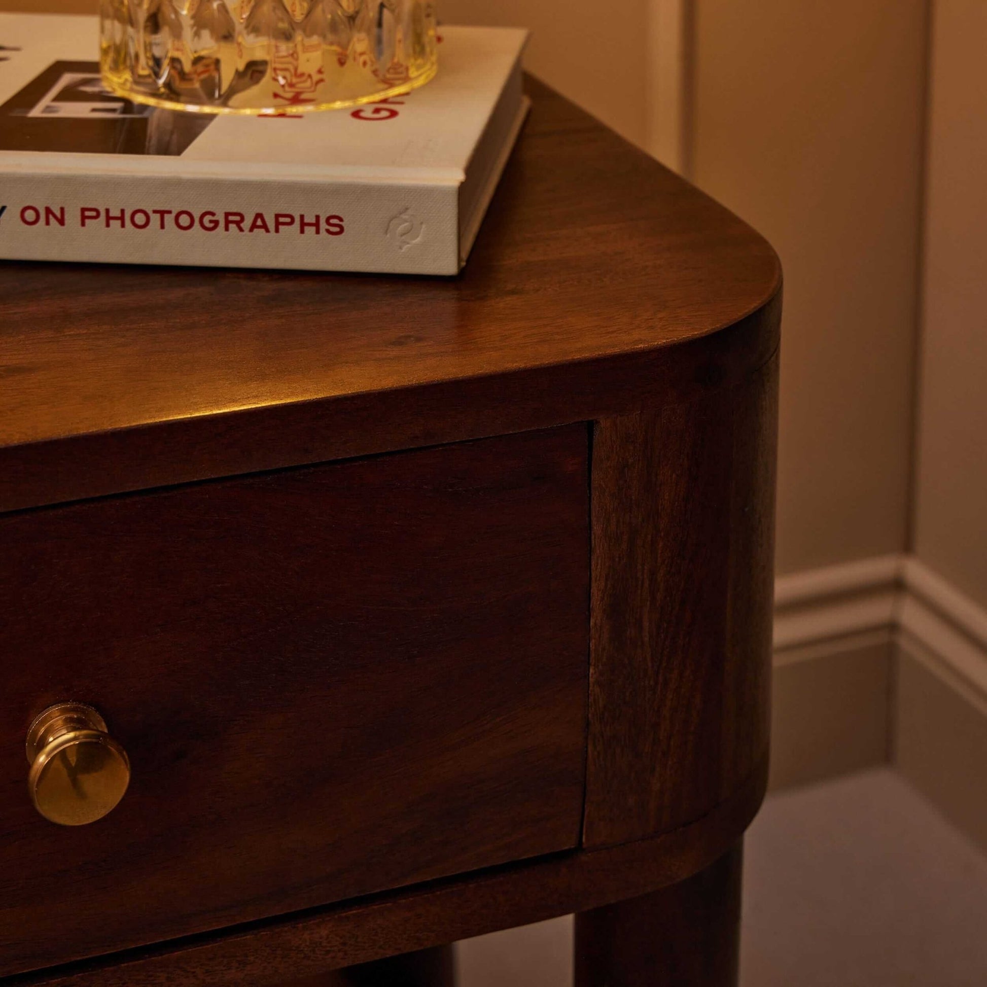 Avery Acacia Wood 1 Drawer Nightstand - Walnut - DUSK