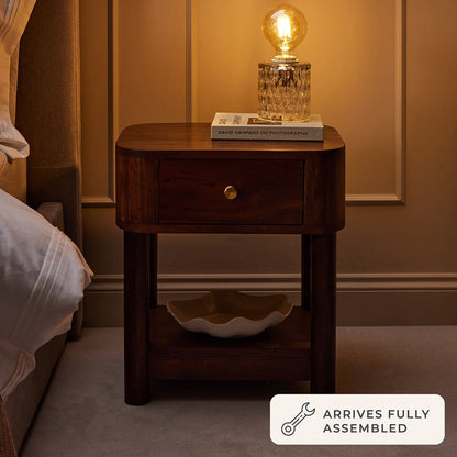 Avery Acacia Wood 1 Drawer Nightstand - Walnut - DUSK