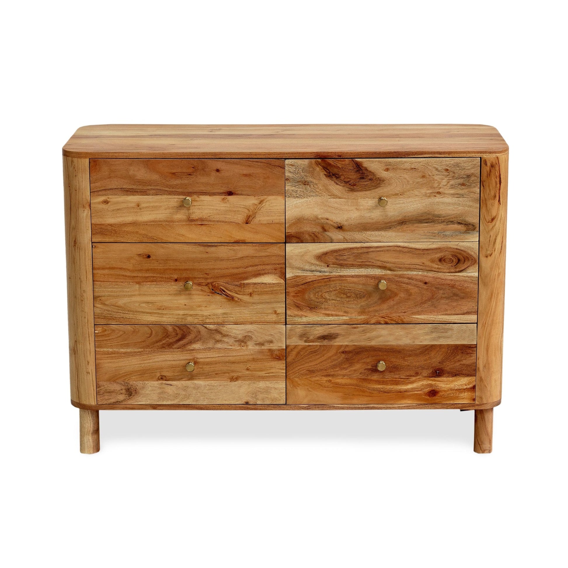 Avery Acacia Wood 6 Drawer Chest - Natural - DUSK