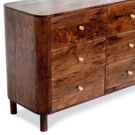 Avery Acacia Wood 6 Drawer Chest - Walnut - DUSK