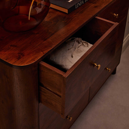 Avery Acacia Wood 6 Drawer Chest - Walnut - DUSK