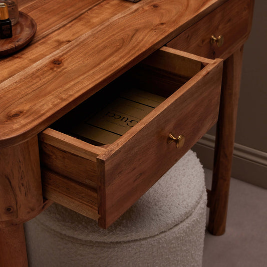 Avery Acacia Wood Dressing Table Console - Natural - DUSK