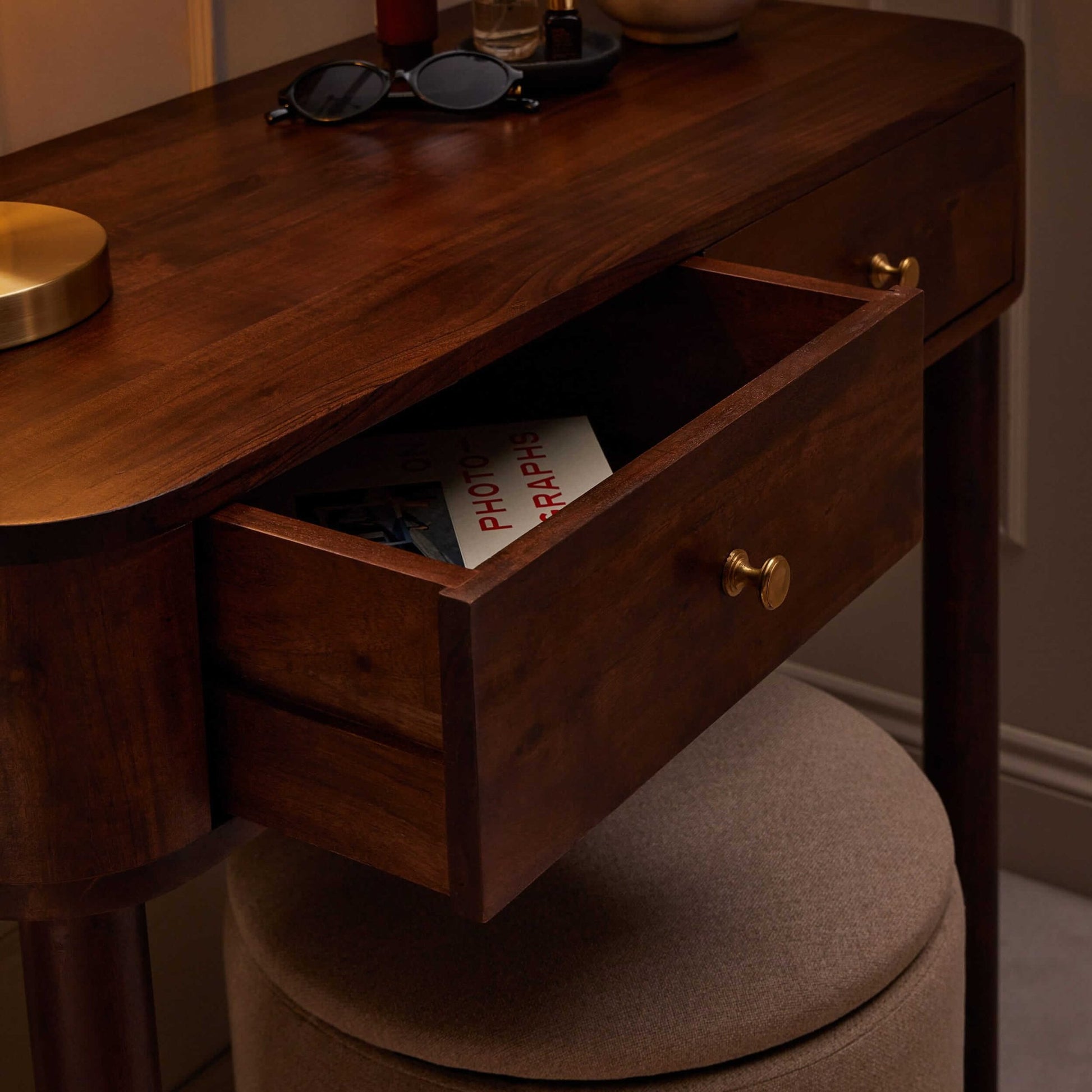 Avery Acacia Wood Dressing Table Console - Walnut - DUSK