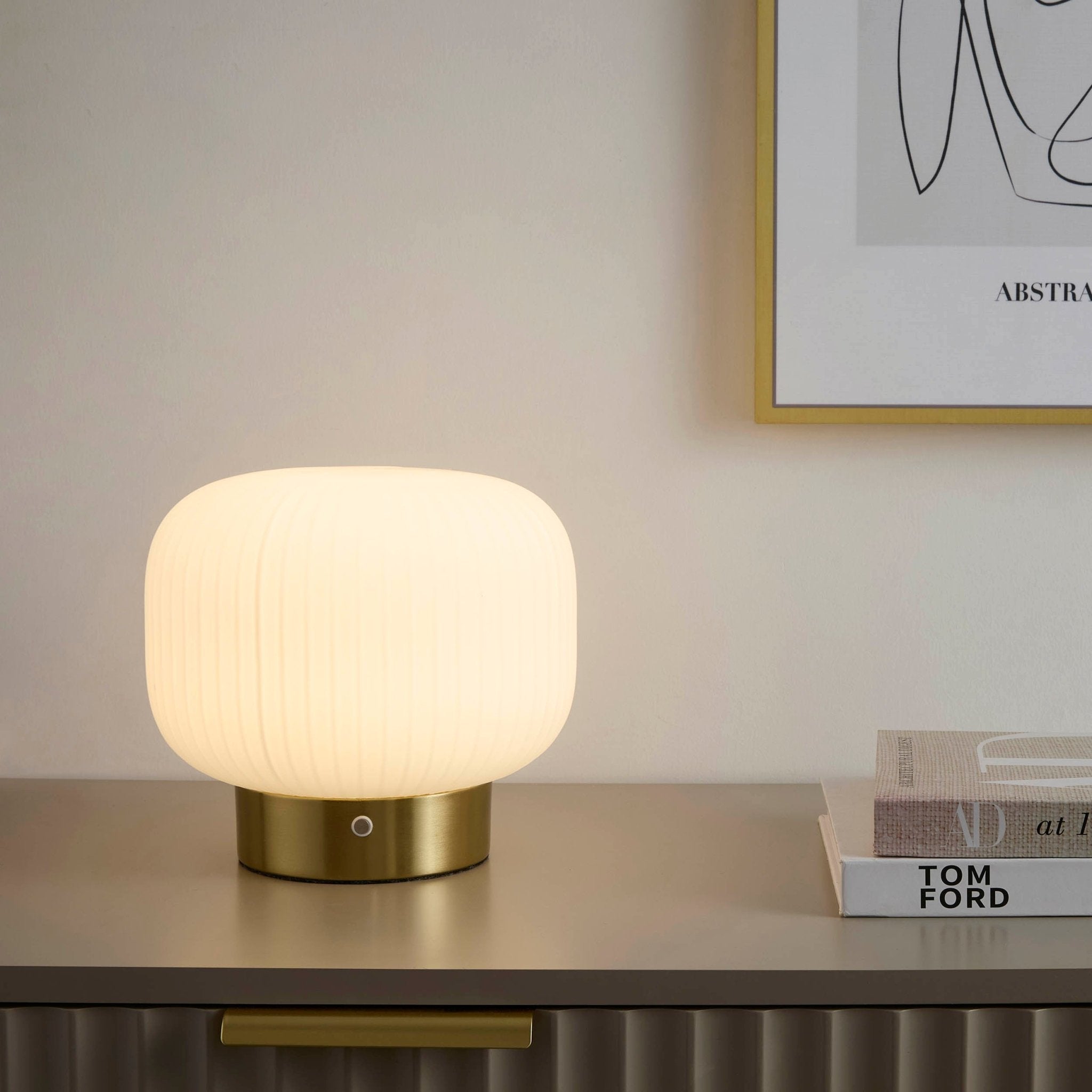 Ayla Origami LED Rechargeable Wireless Lamp - White/Gold