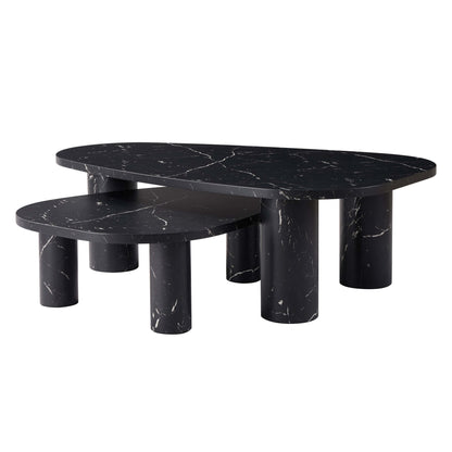 Azra Nesting Coffee Tables - Black Marble Effect - DUSK
