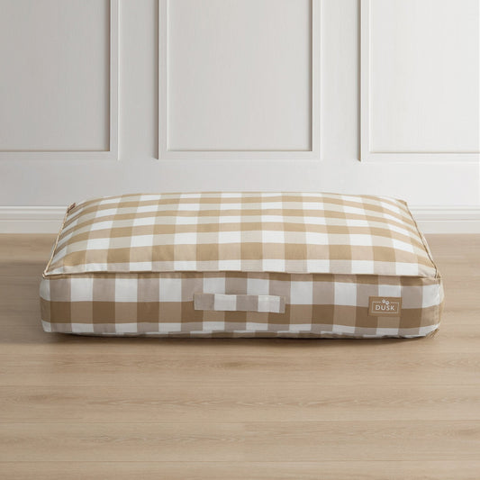 Bailey Pillow Dog Bed - Natural Gingham - DUSK