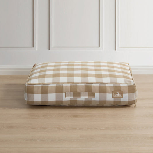 Bailey Pillow Dog Bed - Natural Gingham - DUSK