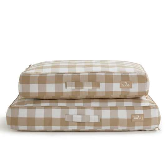 Bailey Pillow Dog Bed - Natural Gingham - DUSK