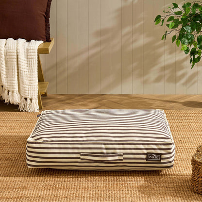 Bailey Striped Pillow Dog Bed - Chocolate - DUSK