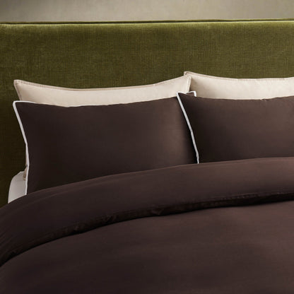 Bamboo 300 Thread Count Supersoft Cotton Plain Dye Duvet Cover  - Chocolate - DUSK