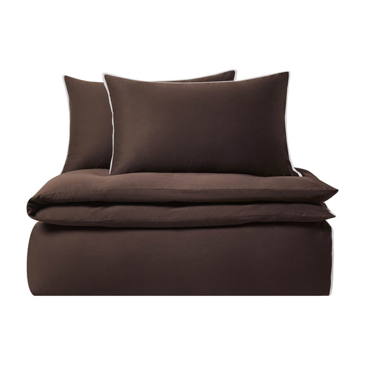 Bamboo 300 Thread Count Supersoft Cotton Plain Dye Duvet Cover  - Chocolate - DUSK