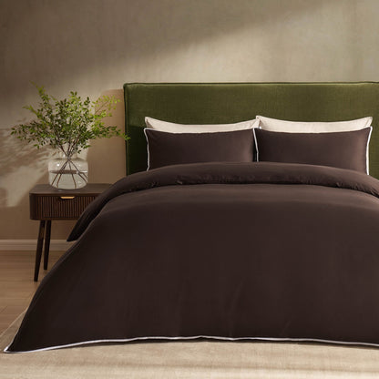 Bamboo 300 Thread Count Supersoft Cotton Plain Dye Duvet Cover  - Chocolate - DUSK