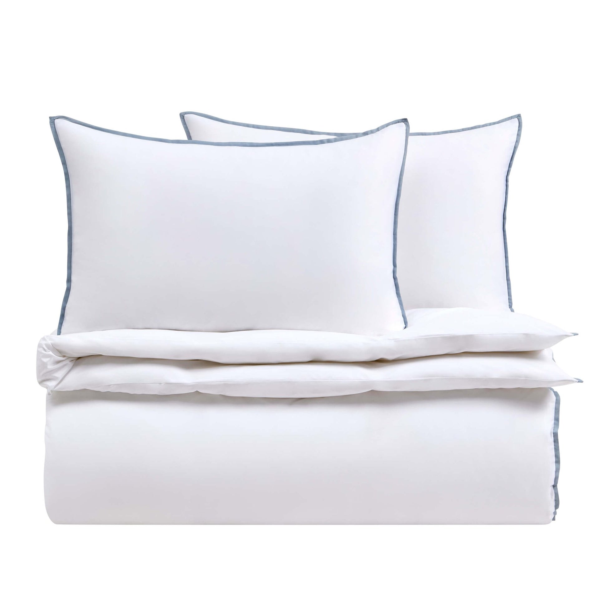 Bamboo Cotton Plain Dye Duvet Cover - White/Blue - DUSK