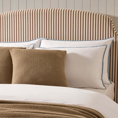 Bamboo Cotton Plain Dye Duvet Cover - White/Blue - DUSK