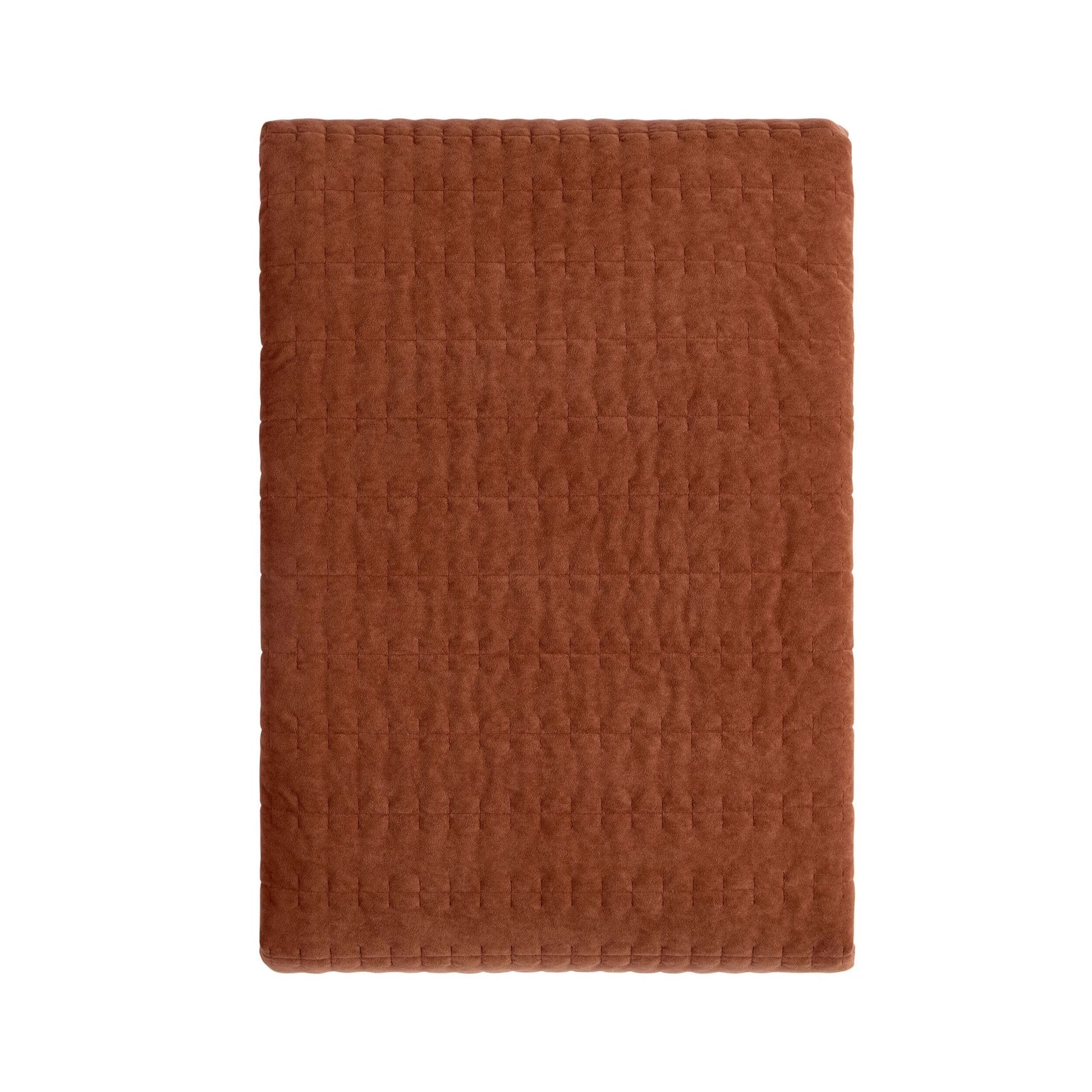 Bavaro Velvet Quilted Stitch Detail Bedspread - Burnt Orange - DUSK