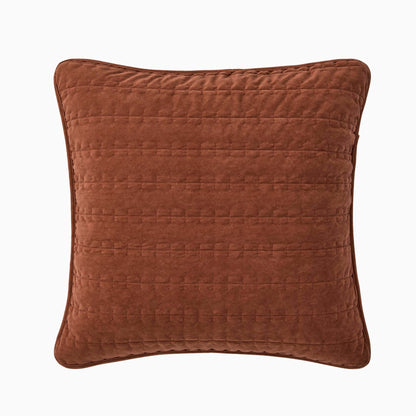 Bavaro Velvet Quilted Stitch Detail Cushion Cover - Burnt Orange - DUSK